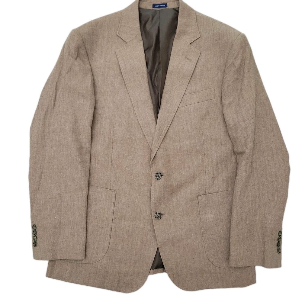 Stafford Blazer Sport Coat Classic Fit 42S Linen Cotton Tan Neutral